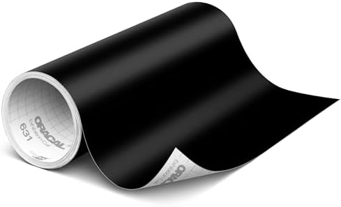 ORACAL 631 Matte Black Vinyl Durable Roll Easy to Weed Permanent Adhesive Craft Vinyl for Plotting Machines, Decals & DIY Projects 12” x 15ft + Transfer Tape 12" x 24"