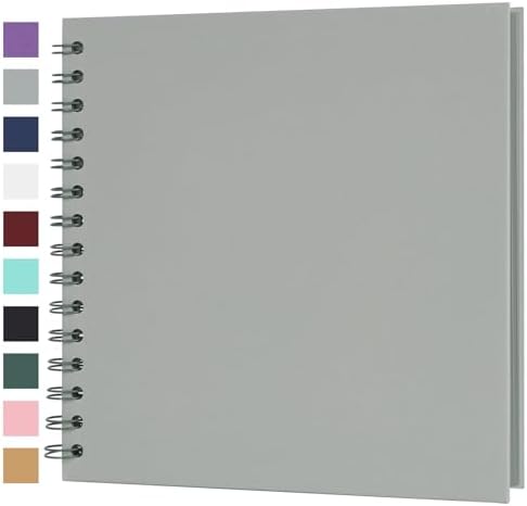 Scrapbook Album 8x8 Inches 40 Pages Hardcover Kraft Paper Grey