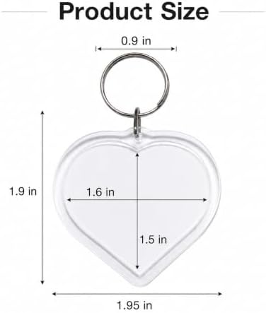 6 Pack Blank Photo Keychain, 2.16 x 1.5 Inch Acrylic Personalized Keychains for DIY Craft Making