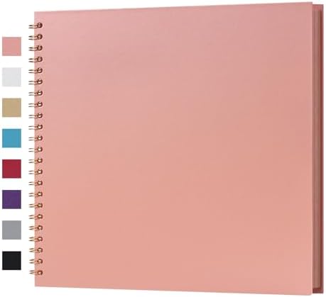 potricher 12 x 12 Inch Large DIY Scrapbook Photo Album 40 Pages, Pink | Thick Kraft Paper Scrap Book Photo Albums, Memory Book for Wedding, Anniversary, Baby, Family, Travel, DIY Projects