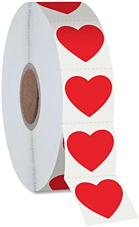 1200 PCS Red Heart Shaped Sticker Labels with Perforation Line in Roll, Use for Valentine's Day, Award Charts, Offices, Teachers & Classrooms, Bookmarks (3/4" in Diameter)
