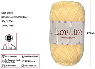 Yarn Pack, 2 skeins of 50g Each, Soft Cotton Yarn for Crochet and Knitting, Craft DK Amigurumi Yarn (Butter Yellow)