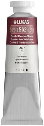 Lukas 1862 Professional German Oil Paint, Opaque White 37 mL - w/Beeswax & Non-Yellowing Sunflower Oil, Short Drying Time, Smooth, Outstanding Lightfastness