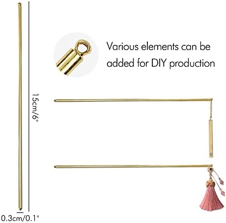 Lawie 40 Pack 6 Inch Gold Silver Long Metal Straight Hair Sticks with Hole Pencil Plain Hair Picks Forks Needle Rod Blank Thin Hairpins Hair Shawl Pins Chopsticks Bun Holder Craft DIY Accessories Bulk