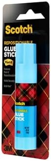 Scotch Removable Restickable Glue Stick, .49oz, Repositionable Stick, 4 Pack