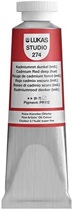 LUKAS Studio Artist Oil Color Paints - High-pigment oil paint made with natural binder for artist, painting, & more! - [Cadmium Red Deep Hue - 37 mL]