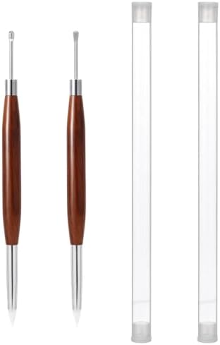 EORTA 2 Pack Double Ended Silicone Paint Brushes, Dual Tip Silicone Clay Sculpting Tools with Wooden Handle, Rubber Color Shapers for Resin, Pottery, Nail Art, Acrylic, Watercolor, Detail Blending