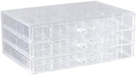 72 Grids Acrylic Organizer Box with 3 Drawers, Clear