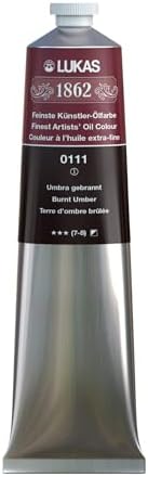 Lukas 1862 Professional German Oil Paint, Burnt Umber 200 mL - w/Beeswax & Non-Yellowing Sunflower Oil, Short Drying Time, Smooth, Outstanding Lightfastness