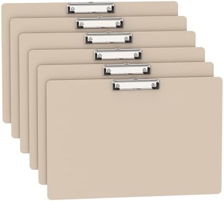 Extra Large 11x17 Clipboards, Plastic Khaki Drawing Boards, Horizontal Clip Board, Landscape Layout. Suitable for Watercolor, Sketching, Painting. Art & Drafting Supply(Pack of 6)