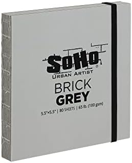 SoHo Urban Artist Brick Sketchbook Journals for Sketching, Drawing, Colored Pencils, Graphite, and More - Grey 5.5"x5.5" (100 GSM, 80 Sheets) - 2 Pack