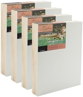 Da Vinci Pro Ultra Smooth Wood Canvas Gesso Board - 2" Deep, 12x16 Pack of 4 White Acrylic Polymer Gesso Panels for Painting Fine Portraits and Ultra Fine Detail Illustrations and Artwork