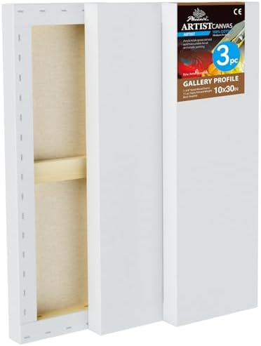PHOENIX 10x30 Inch 3 Pack Gallery Canvas - 1.5 in Thick Large Skinny Canvases for Painting - Deep Edge 100% Cotton 11 Oz. Gesso Primed White Blank Professional Canvas Oil & Acrylic Paints