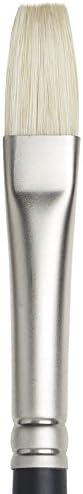 Winsor & Newton Artists' Oil Hog Paint Brush, Long Handle Size 6, Flat | Handcrafted with interlocked Chungking bristles; Have spring, stiff, & flagged allowing large amounts of colour to be carried