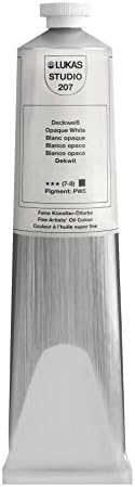 Lukas Studio Artist Oil Color Paints - High-pigment oil paint made with natural binder for artist, painting, & more! - [Opaque White - 200 mL]