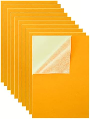 Mesheshe 10PCS Self Adhesive Fabric, DIY Peel and Stick Fabric for Art & Crafts, Drawer/Jewelry Box Felt Liner, A4 Size (8.3" x 11.8", Yellow)
