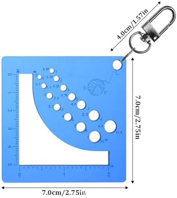 Acrylics Knitting Needle Gauge Ruler for Sweater Sewing Craft Knitting Needle Measure Tool with Keychain Carabiner Clip