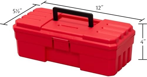 Akro-Mils 12-Inch ProBox Plastic Toolbox for Tools, Hobby or Craft Storage Toolbox, Model 09912, (12-Inch x 5-1/2-Inch x 4-Inch), Red