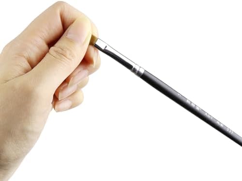 XDT#537 Flat Artist Paint Brush 5 Piece Set Medium Stiff Nylon Hair Extra Short Handle #1#2#3#4#5, Acrylic Oil Watercolor