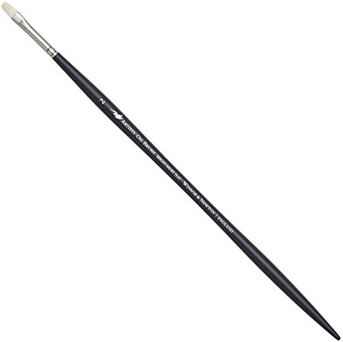 Winsor & Newton Artists' Oil Hog Paint Brush, Long Handle Size 2, Bright | Handcrafted with interlocked Chungking bristles; Have spring, stiff, & flagged allowing large amounts of colour to be carried