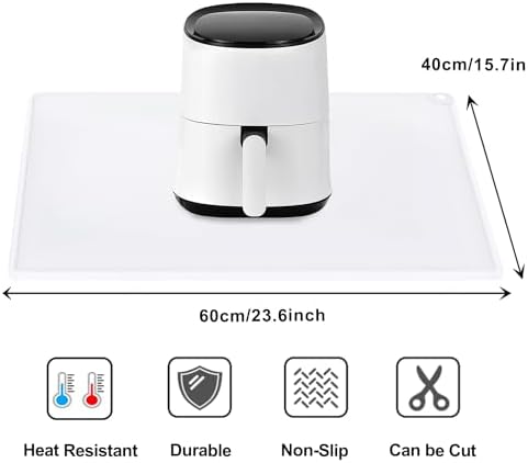 Standard Translucent Baking Mats for Kitchen Counter-Food Grade Kids Dinner Table Placemat Craft Mat Non-Slip Countertop Protector Mat with Raised Edges for Air Fryer(1Pack 23.6'' x 15.7'')
