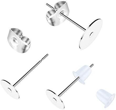 500Pcs Earring Posts Stainless Steel, Hypoallergenic Flat Pad Earring Studs