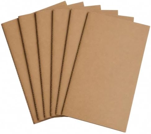 WANDERINGS Large Blank Travelers Notebook Insert/Large Journal Refill | 7" x 10.7" (18 x 27cm) | 6 Booklets, 360 Blank Pages | Travelers Notebook Refills for Journals, Diaries, Planners