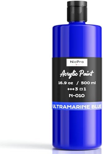 Nicpro Ultramarine Blue Large Acrylic Paint (16.9oz, 500ml), Rich Pigments | Non Toxic Craft Paint for Multi Surface, Canvas, Wood, Fabric, Stone - Art Painting Supplies for Beginners, Artists & Adults