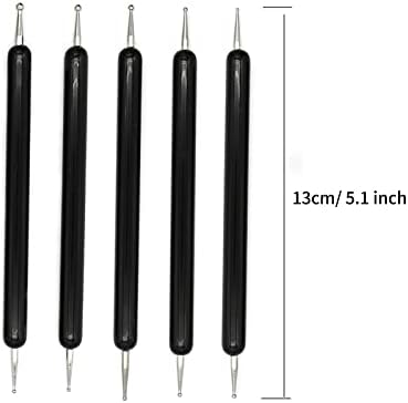 4 Set Embossing Stylus Double End Tracing Dotting Tool, 20 Pcs Ball Embossing Stylus Double End Tracing Dotting Tool for Pottery Clay Craft, Embossing Art (Black)