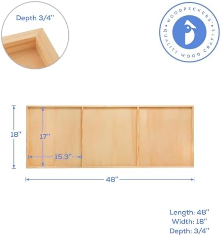 Birch Painting Panel 18 x 48 x 3/4-inch, Pack of 4 Large Wood Canvas Boards for Painting, Blank Sign for Wall Art Sets, by Woodpeckers