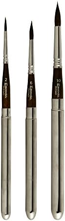 Escoda 1526/3 Ultimo Series Artist Watercolor Travel 3 Brush Set in Black Synthetic Leather Wallet, Synthetic Squirrel