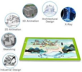 A3 Copy Light Board Tracing Box, Ultra-Thin Adjustable Drawing Tablet USB Power Artcraft LED Tracer Light Pad for Diamond Art Painting Accessories, Sketching, Animation, Quilting, Stenciling (Green)