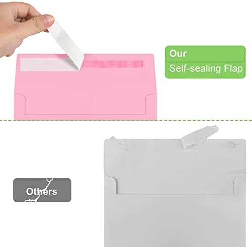 50 Packs 5x7 Envelopes, A7 5x7 Envelopes for Invitations, Printable Invitation Envelopes Self Seal for Weddings, Invitations, Photos, Greeting Cards, Mailing (Pink)