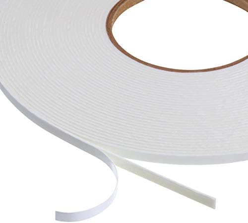 Zonon 3 Rolls Double Sided Foam Tape, 1/4 Inch by 50 Feet, White