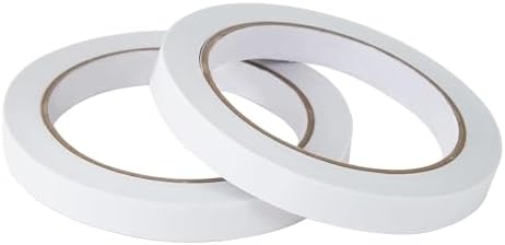 12mm Double Sided Tape White 2 Rolls (Total Length 66 Yards), 1/2 Inch Strong Adhesive Sticky Wrap Tape for Crafts Gift Wrapping Paper Card Making Home Office School Stationery