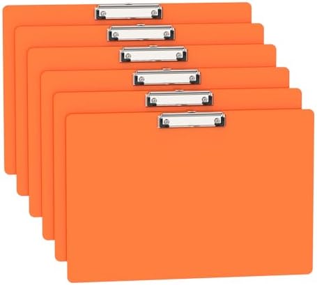Extra Large 11x17 Clipboards, Plastic Orange Drawing Boards, Horizontal Clip Board, Landscape Layout. Suitable for Watercolor, Sketching, Painting. Art & Drafting Supply(Pack of 6)