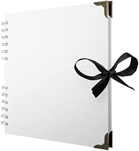 Scrapbook Album, 60 Pages, 8 x 8 Inch, White Photo Album, Scrap Book | Hardcover with Thick 200 GSM Kraft Paper, Ideal for Your Scrapbooking Albums, Art & Craft Projects (White, 8 x 8 Inch)