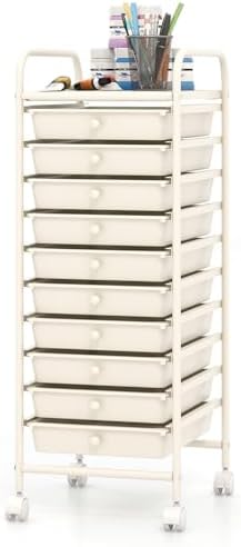 COSTWAY 10-Drawer Rolling Storage Cart, Utility Mobile Trolley