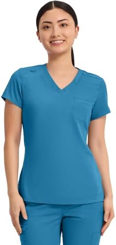 Med Couture Touch Women's Scrub Tops V-Neck Tuck-in Top with 1 Pocket