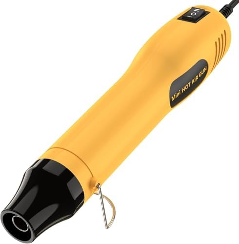 330W Mini Heat Gun, 250℃/350℃ Dual Temp Fast Heat Hot Air Gun with Overload Protection, Reflector Nozzle and Double Insulated 1.5m Cable for Heat Shrink Tubing, Crafts, Embossing (Yellow)