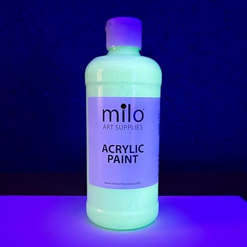 milo Glow in the Dark Acrylic Paint, Clear Phosphorescent Glow, 16oz Bottle