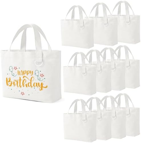 1 | 12 | 24 Pack Small Canvas Tote Bags, Mini Tote Bags Bulk for Women, DIY Blank Reusable Cute Sublimation Tote Bag