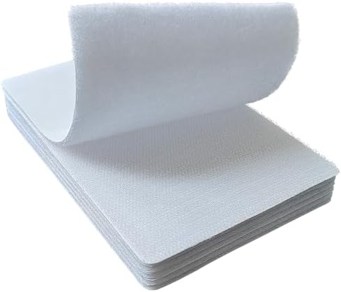 4x6 inch Hook and Loop Strips with Adhesive, Nylon Heavy Duty Hook and Loop Tape, Excellent Grip, Interlocking Tape,for Sewing, Crafting,DIY,Wall Adhesive Strips - 6 Sets White