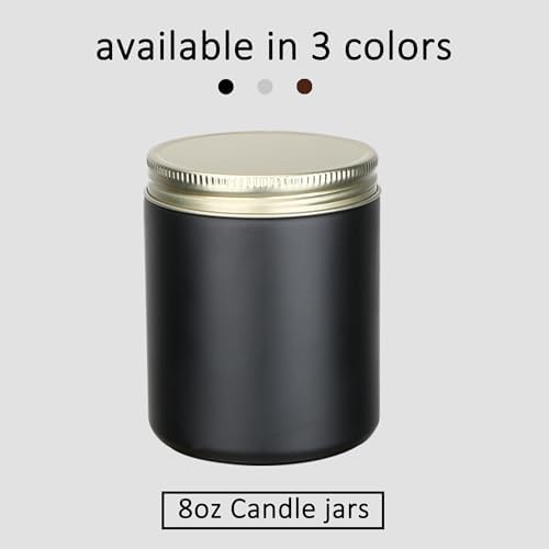 MILIVIXAY 20 Pack 8 OZ Thick Glass Matte Black Candle Jars with Golden Lid-Bulk Empty Candle Jars for Making Candles-Canning Jar for Spice, Liquid, Sample- Dishwasher Safe.