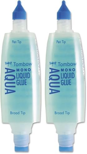 Tombow 52180 Mono Aqua Liquid Glue, 1.69 Ounce, Dual Tip Dispenser for Precise to Full Coverage Application that Dries Clear, (Pack of 2)