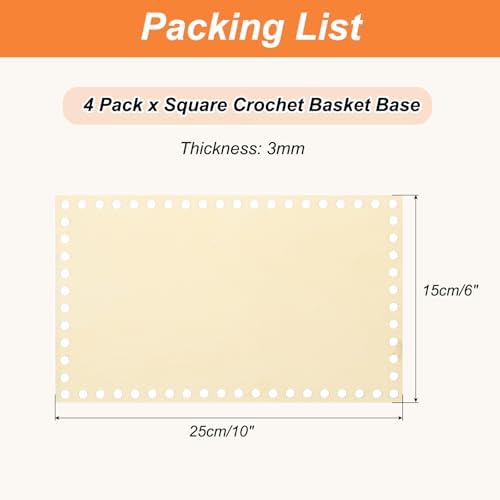 PATIKIL 6 x 10 Inch Crochet Basket Base, 4 Pcs Basket Bottoms Square Wood Base Shaper Bag Making Supplies Weaving Knitting Kit for Crochet Shoulder Bag Handbag Purse Craft