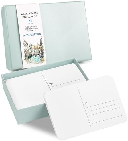 Prudiut Watercolor Postcards 48 Sheets, 4x6 In, 140Lb/300Gsm, Green