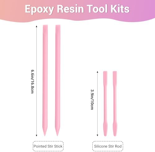 Gartful 4PCS Silicone Stir Sticks Set, 2pcs Stick Rods for Resin, 2pcs Pointed Silicone Mixing Sticks for Resin Mixing, Paint, Making Glitter Tumblers Cups, Arts, Crafts, Facial Mask Stir Rods, Pink