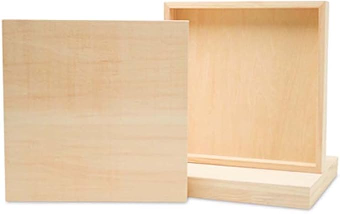 Square Wood Canvas 12 x 12 x 1-1/2-inch, Pack of 3 Unfinished Wood Panels for Painting 12 x 12 for Gesso Wood Panel Art, by Woodpeckers