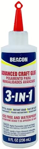 BEACON 3-in-1 Advanced Craft Glue - Fast-Drying, Crystal Clear Adhesive for Wood, Ceramics, Fabrics, and More, 8-Ounce